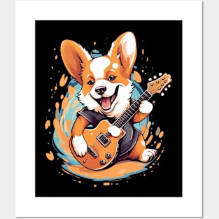 corgi guitarist Posters and Art